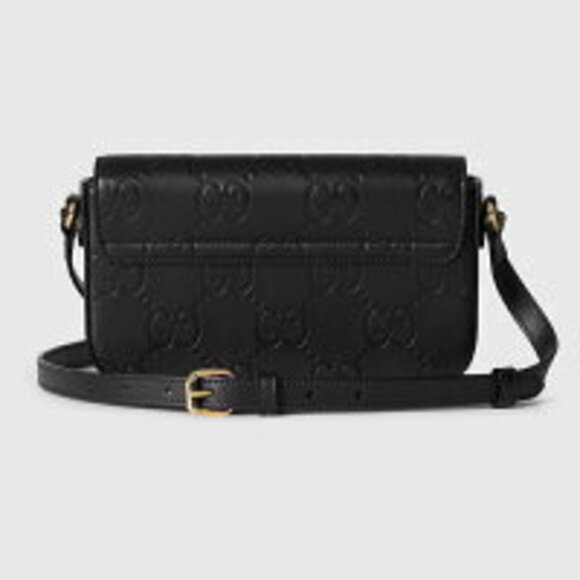 Gucci GG Super Shoulder Bag Black Leather - Picture 3 of 5